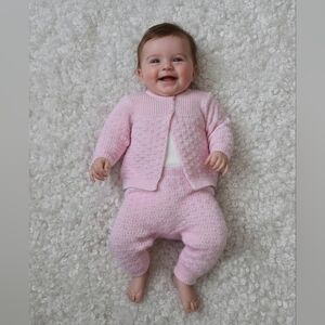 Tots Fifth Avenue Saks Baby Girl Cardigan Set  0-6 Months Pink Spring Easter